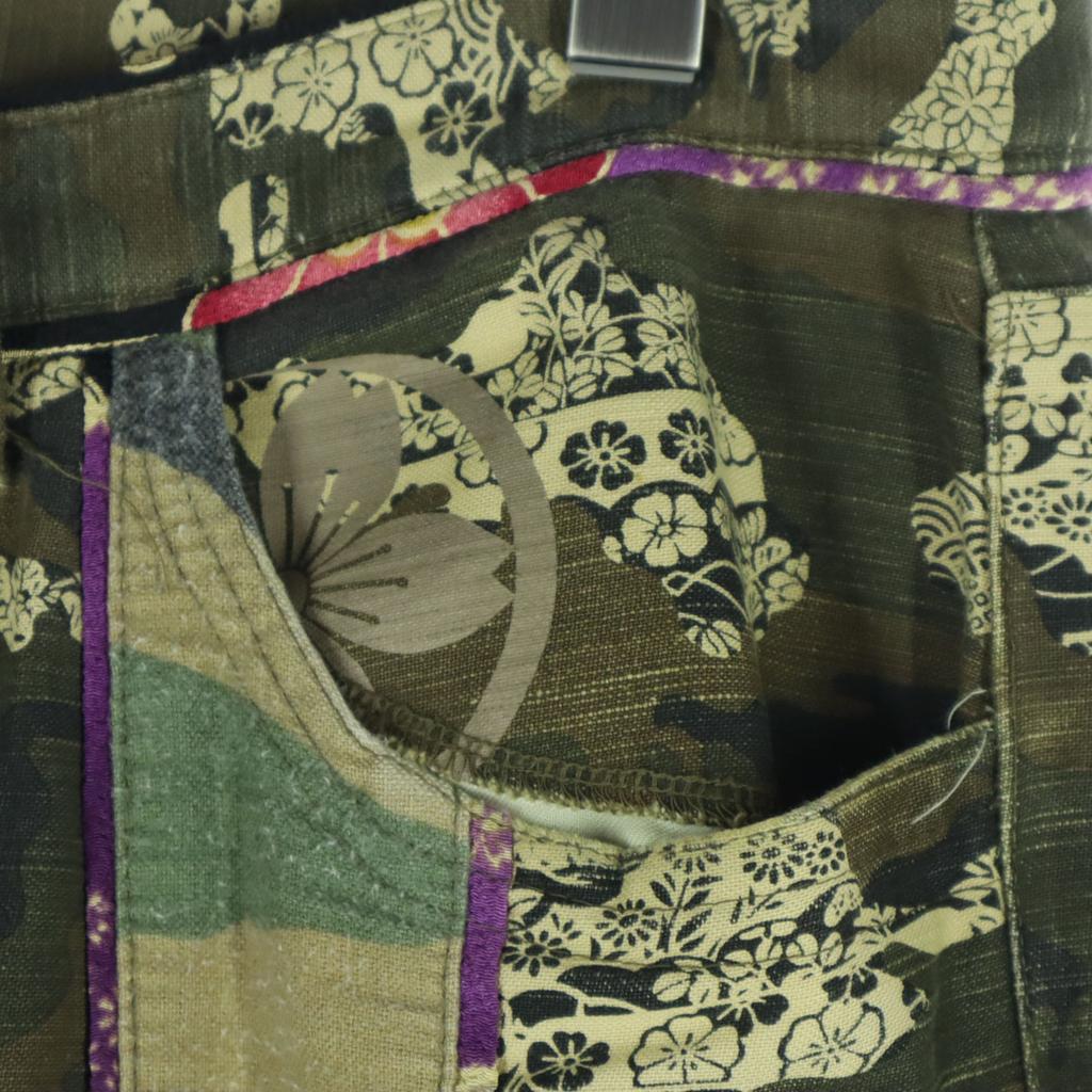 Dorobou Nikki Made In Japan Japanese Pattern Long Pants 32 Khaki Men's Used