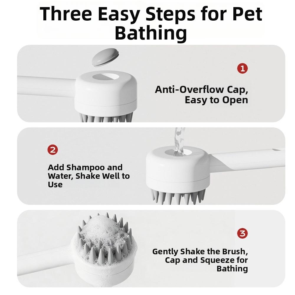 Silicone Soft Teeth Pet Hair Brush Remover Multi-functional Shampoo Dispenser Brush Cat Grooming