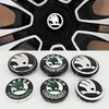 56mm/65mm Green Black Chrome Car Wheel Center Caps Fit for Skoda Rims Hubcaps Cover Emblem Badge Logo Auto Styling Accessories