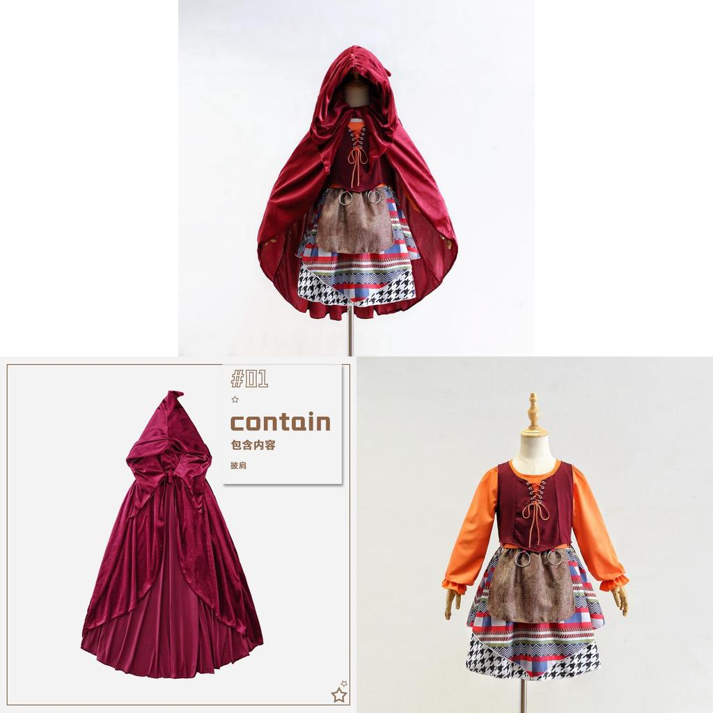 Costume da Ragazza Hocus Pocus per Halloween Bambini Cosplay con Stampa a Quadri per Bambine Piccole