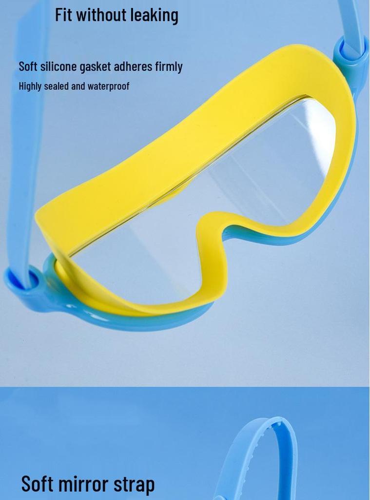 Children's Large Frame Swim Goggles with Nose Cover, Waterproof Anti-Fog, for Boys and Girls