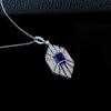 Luxurious Retro Geometric Necklace with Grand Square Blue Sapphire, Symmetrical Layered Inlaid Stones - Exquisite Anniversary Gift.