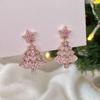 Christmas Tree Zircon Crystal Star Earrings Stud For Women Dangle  Xmas Party  Jewelry Gift