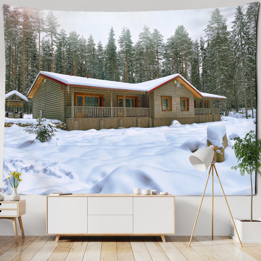 Forest Snow Tapestry Wall Hanging Christmas Gift New Year Witchcraft Landscape Room Home Decor