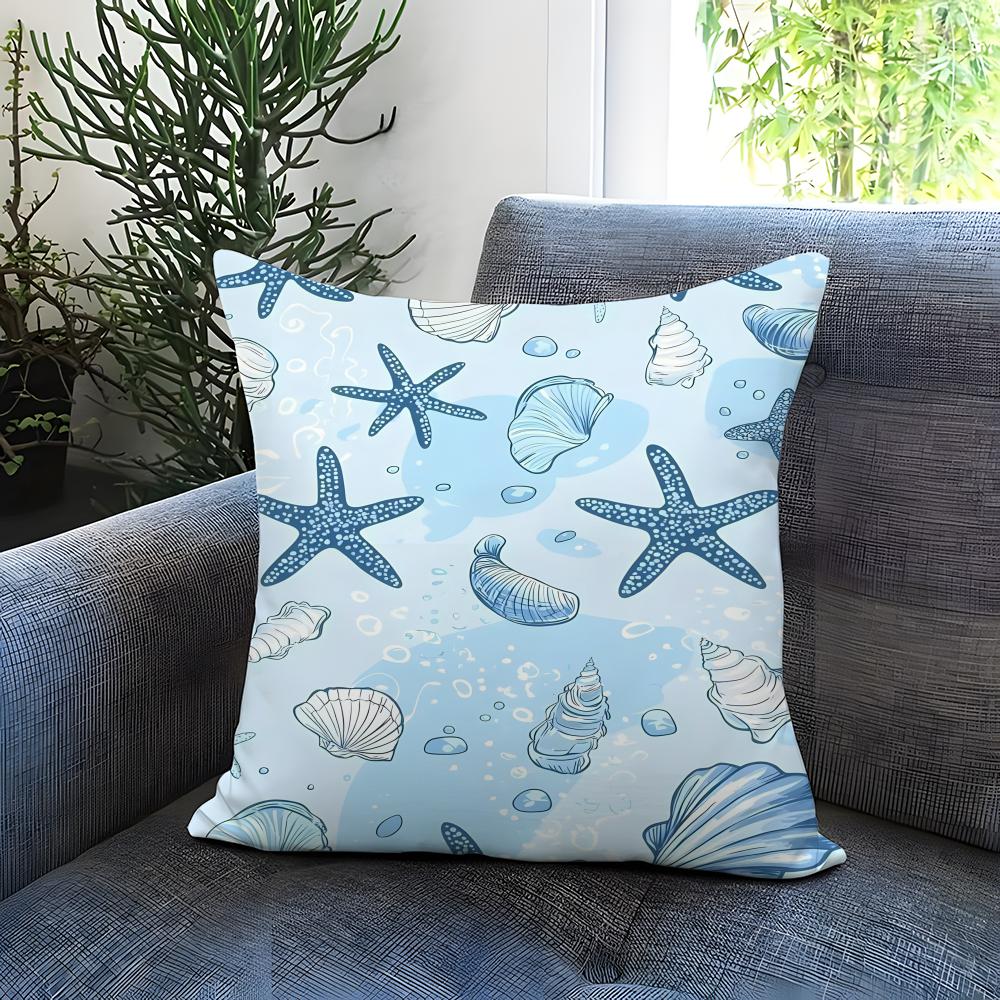 Light blue ocean ripple Cushion Cover Comfortable Reversible Pillow Cover Ideal for Car Sofa Bedroom  Beyond