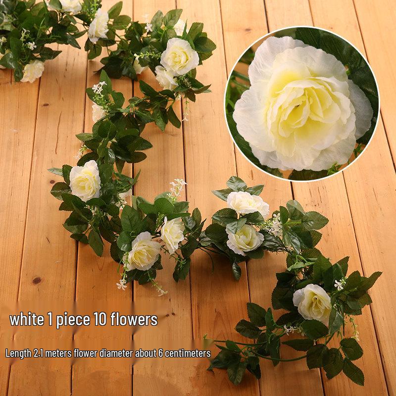Artificial Rose Vine for Air Conditioning Pipe and Staircase Decoration