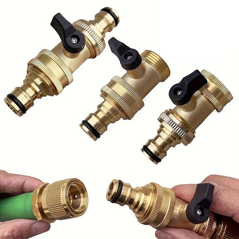 3/4" Brass Ball Valve Quick Connector With EU Thread And Rubber Gaskets For Bidirectional Flow Car Wash Garden Hose Leakproo