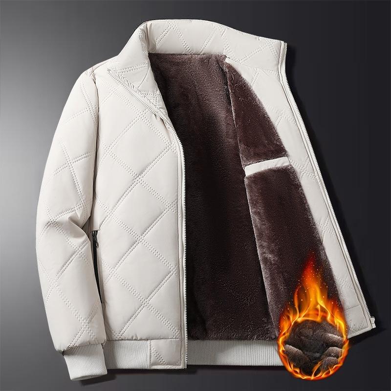 Men's Winter Lightweight Bomber Quilted Jackets Casual Windbreakers Thicken Full Zip Up Windproof Work Coats for Men Warm Fleece Lined Parka Jacket