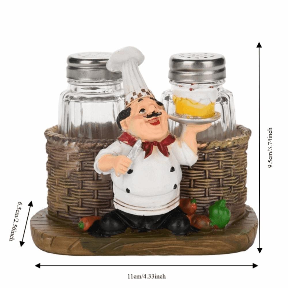Resin Chef Seasoning Bottle Ornament Exquisite Cute Seasoning Bottle Ornament Creative Durable Chef Figurine Shaker