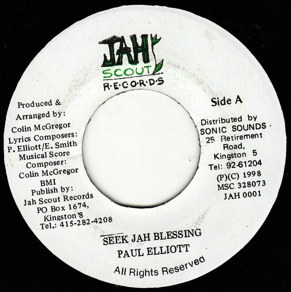 

7-дюймовая пластинка PAUL ELLIOT Seek Jah Blessing JAH0001 Jah Scout Recor 1998 Ямайка Регги Ска Даб Б/у