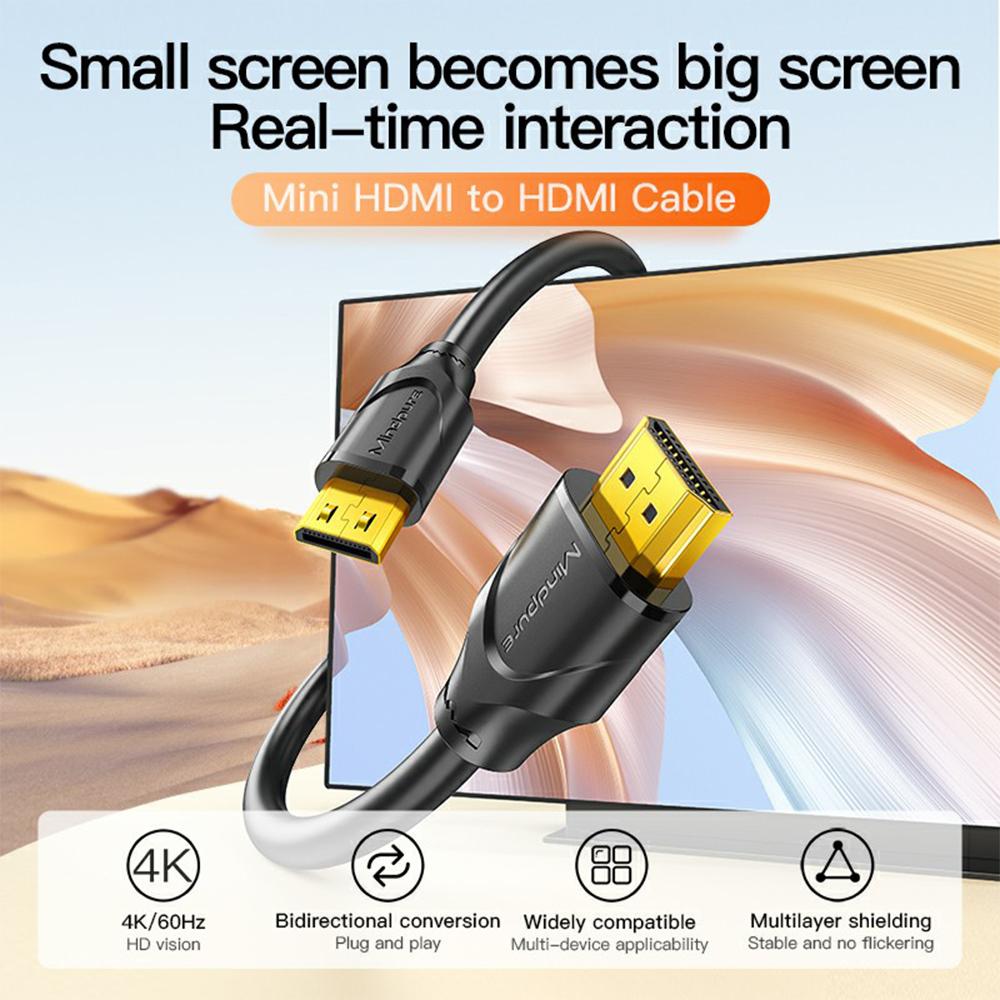 

MINDPURE AD016 1m Mini HDMI to HDMI 4K HD Video Monitor Projector TV Connection Cable As Shown A