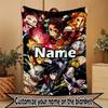 Custom Name Personalized Demon Slayer Print Blanket, Home Decor, Bedroom, Sofa, Camping, Couch, Gifts for Birthday Christmas