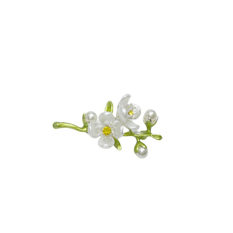 

Vintage Green Jasmine Pearl Brooch Corsage Pin 2.4X5.3 cm (6.9g) зелений