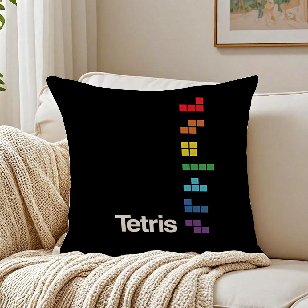 Housse de coussin taie d'oreiller Jeu de puzzle classique T-Tetris Anti-acariens Décoration de canapé de salon Coussin Chambre