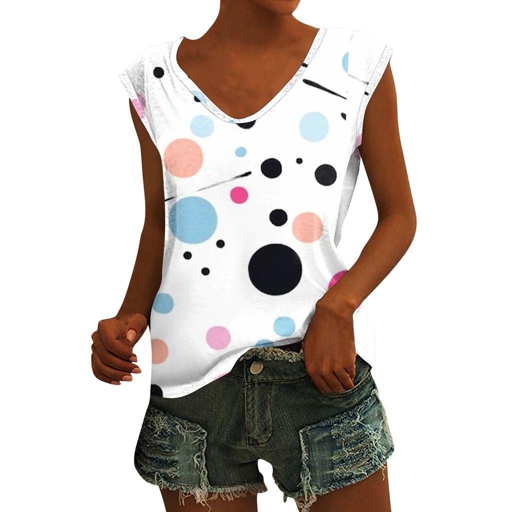 Damska luźna bluzka z krótkim rękawem i dekoltem w serek