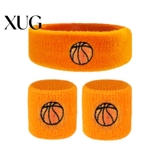 Elastic Sports Wristband 1 Set Kids Headband Ball Embroidery Stretch Breathable High Elasticity Sweat Absorbing Boys Girls Knitted Basketball