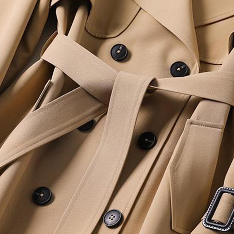 Windjacke für Damen, mittellang, Frühling und Herbst, große Größe, beliebter Overknee-Mantel im britischen Stil