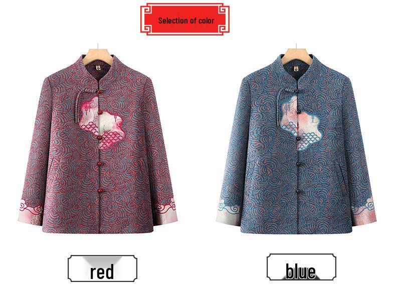 Embroidered Tang Suit Jacket: Grandma Style Autumn Wear for Middle-Aged Women