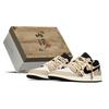 Air Jordan 1 Chinese Style Brush, Box Abrasion Resistant Low Top Vintage Basketball Shoes Men's Beige Yellow 553558-165(TeamA-S-BOX)