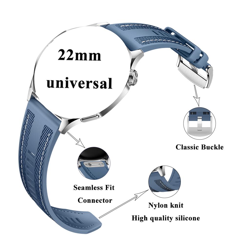 22mm Strap Suitable for Huawei Watch 5 46mm Soft & Durable Silicone Nylon Replacement Wristband for GT5 GT4 46mm/WATCH Ultimate