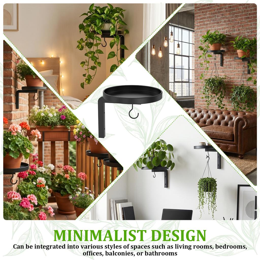 2/3Pcs Wall Plant Holder Set Metal Flower Pot Display Stand with Hook Rustproof Wall Storage Rack for Balcony Living Room Decor