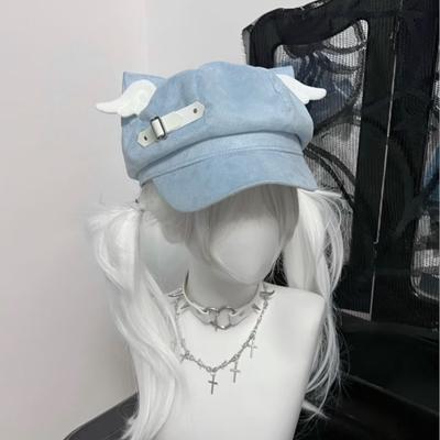 Japanese Y2k Cat Ears Beret Children Two-dimensional Subculture Sweet Cool Soft Cute Octagonal Hat House Tide