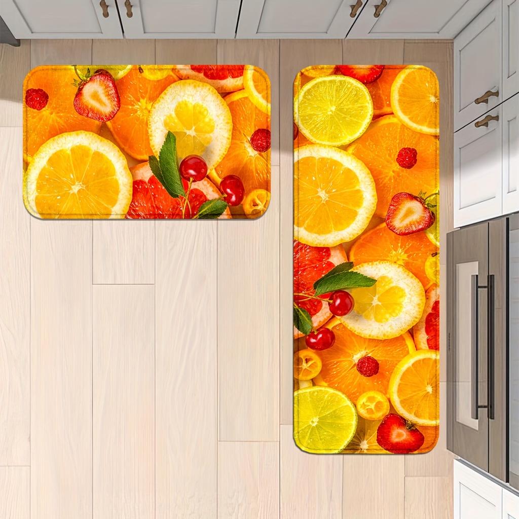 1Pcs Anti Fatigue Kitchen Rugs,  Luxury Fruit Print Waterproof Non-Slip Thick Cushioned Kitchen Mat Heavy Duty Comfort Standing Mat for Kitchen