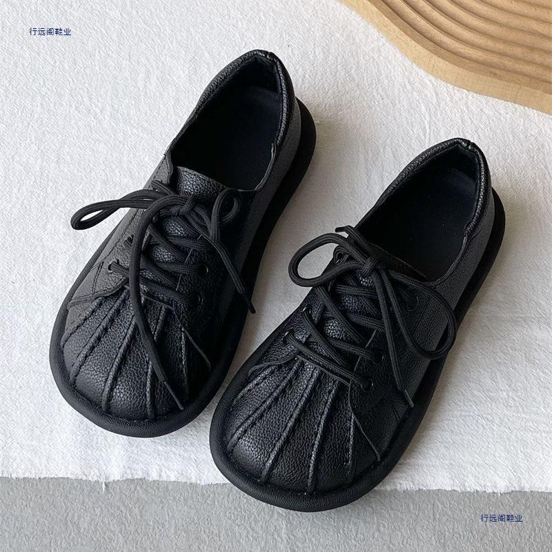 Autumn new lace-up shell head single shoes casual college style literary women's shoes flat-bottomed versatile small leather shoes women