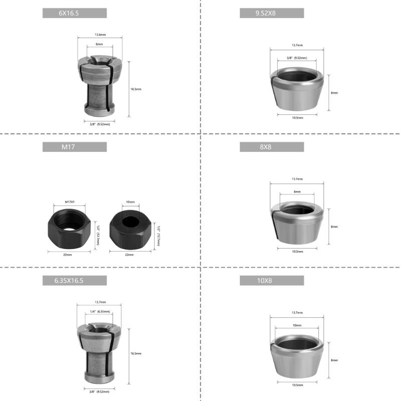 Umfassender Fräser-Spannfutter für verschiedene Elektrowerkzeuge, einschließlich Oberfräsen und Gravierern, für effiziente Mehrfachaufgabenoperationen