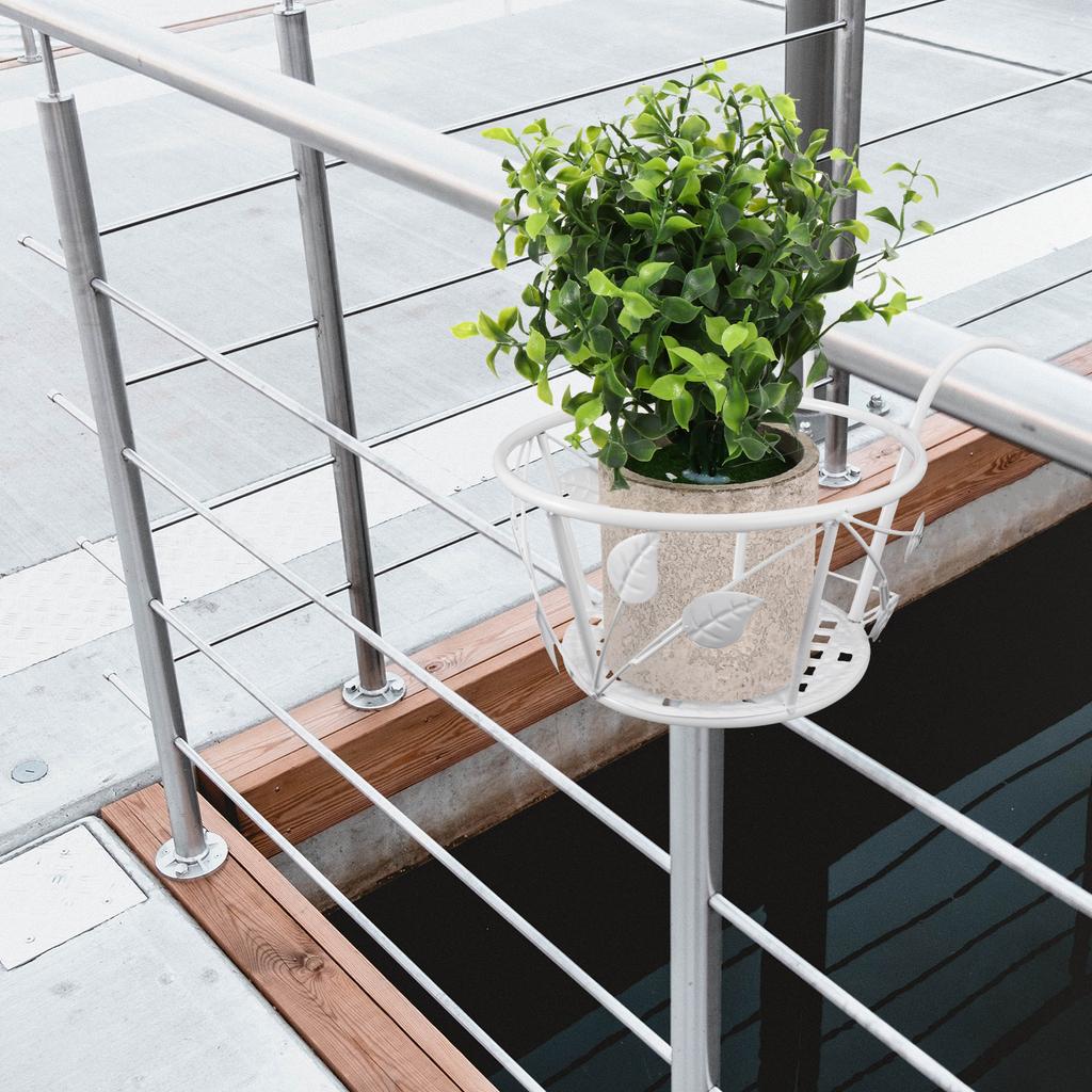 1Pcs Iron Art Hanging Basket Flowerpot Stand Wall Mounted Or Railing Mount Plant Display Rack for Living Room Porch Office