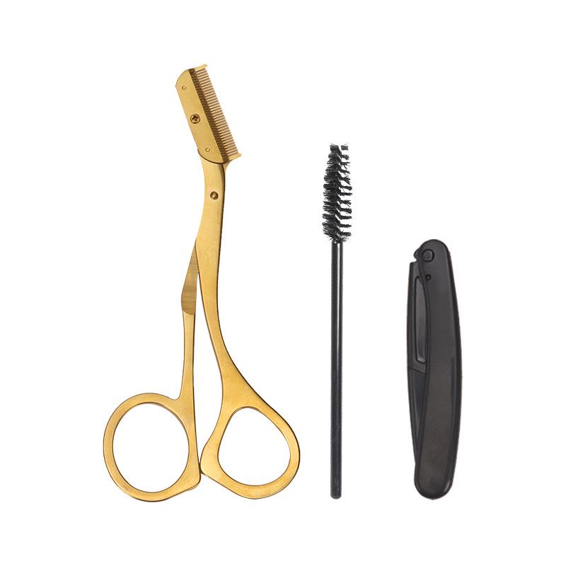 Stainless Steel Eyebrow Scissors & Razor Set with Comb for Beginners