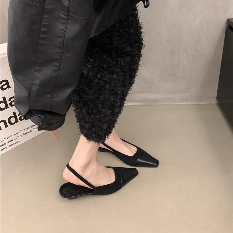 

2025 Spring New Female Sandal Shoes Fashion Shallow Slip on Ladies Slingback Shoes Women Low Heel Outdoor Dress Mules Pumps 35 чорний
