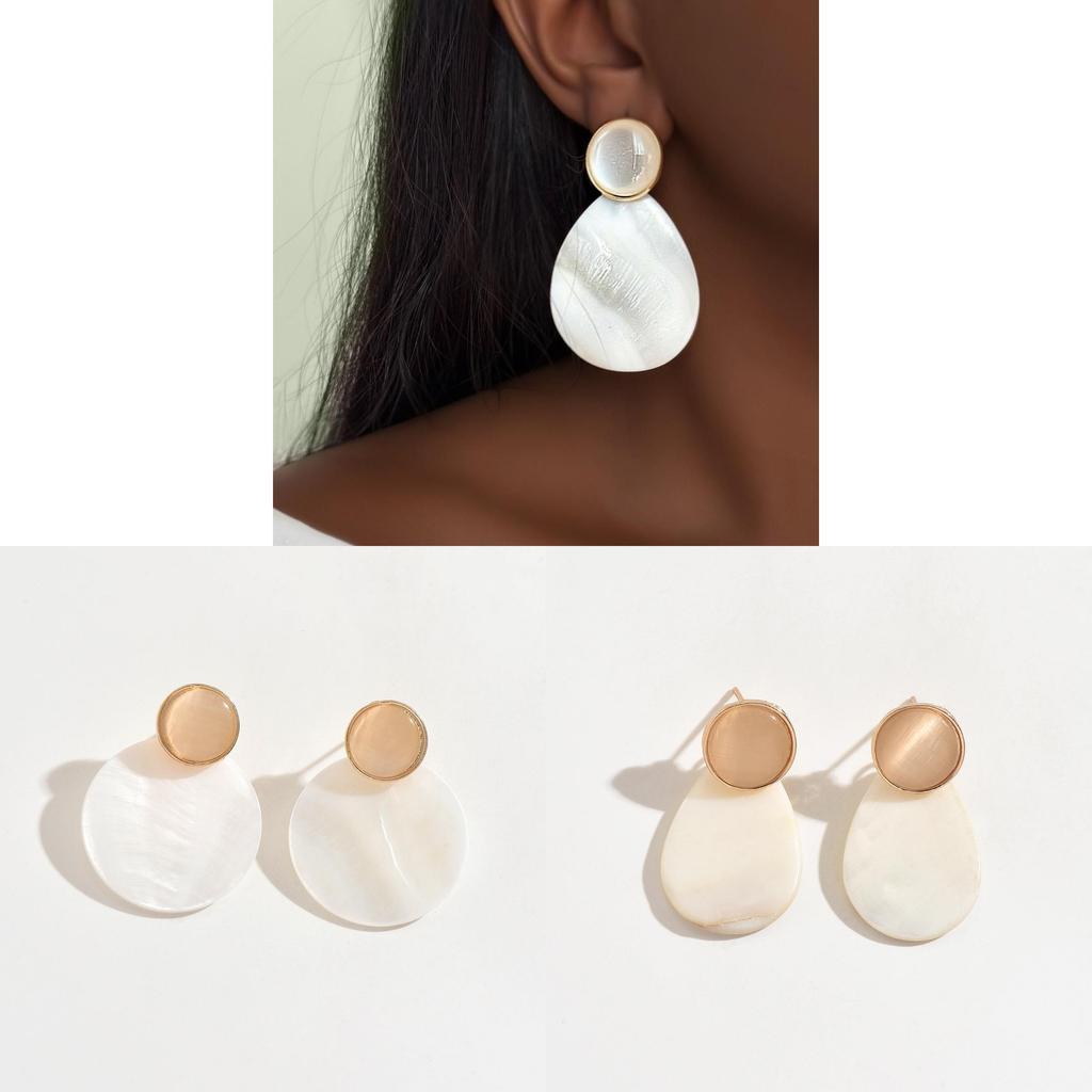 Shell Drop Earrings With Geometric Design For Women Summer Fashion Jewelry
