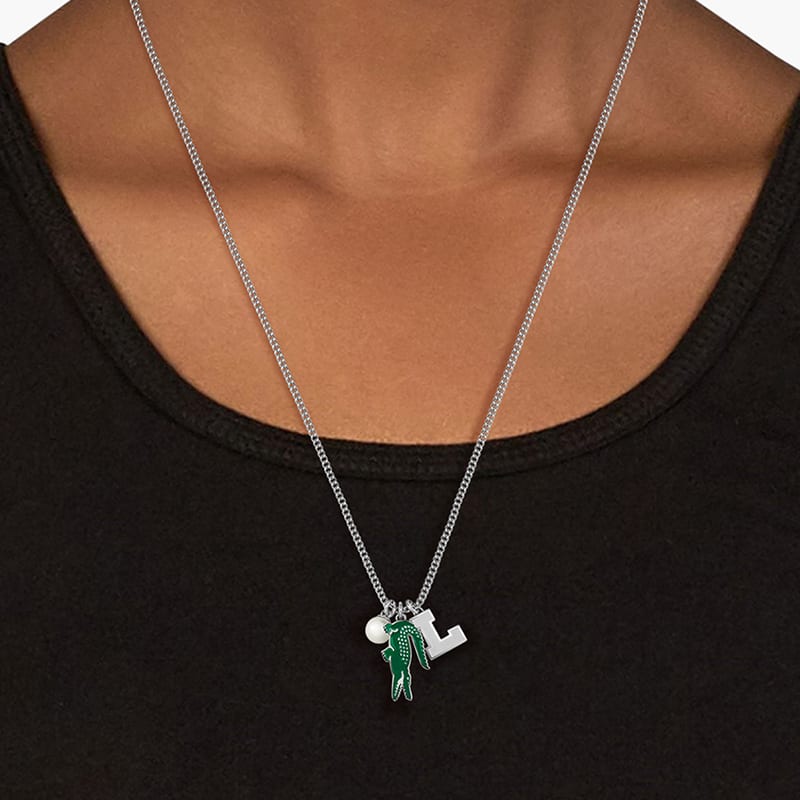 LACOSTE Stainless Steel Necklaces Unisex Silver/Green 2040453