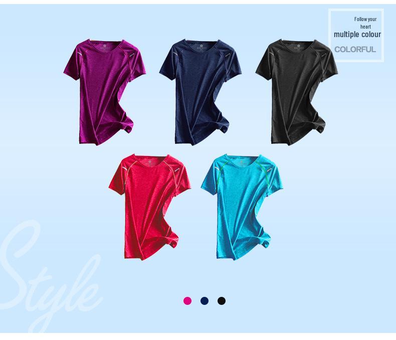 Plus Size Women's Quick-Dry Outdoor Sports Yoga T-Shirt - Short Sleeve