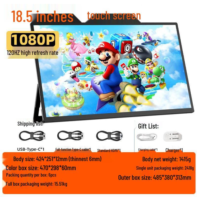 EIMIO 23.8" 4K 180Hz Portable Gaming Monitor with Touchscreen for PS5 Usage