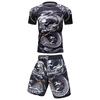 2 PCS Sports Suit Bjj Jiu Jitsu Gi Rashguard+MMA Shorts Muay Thai Pants Cool Boxing Grappling Wear Gym Fitness Running Clothes
