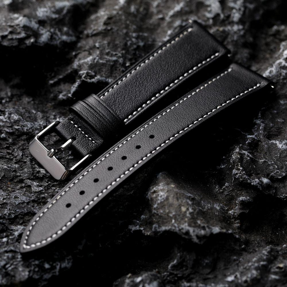 

18 19 20 21 22MM быстросъемный универсальный ремешок для часов - ручная работа ультратонкий мягкий ремешок для часов из натуральной кожи в стиле ретро для Huawei Samsung Xiaomi замена 20mm чёрный