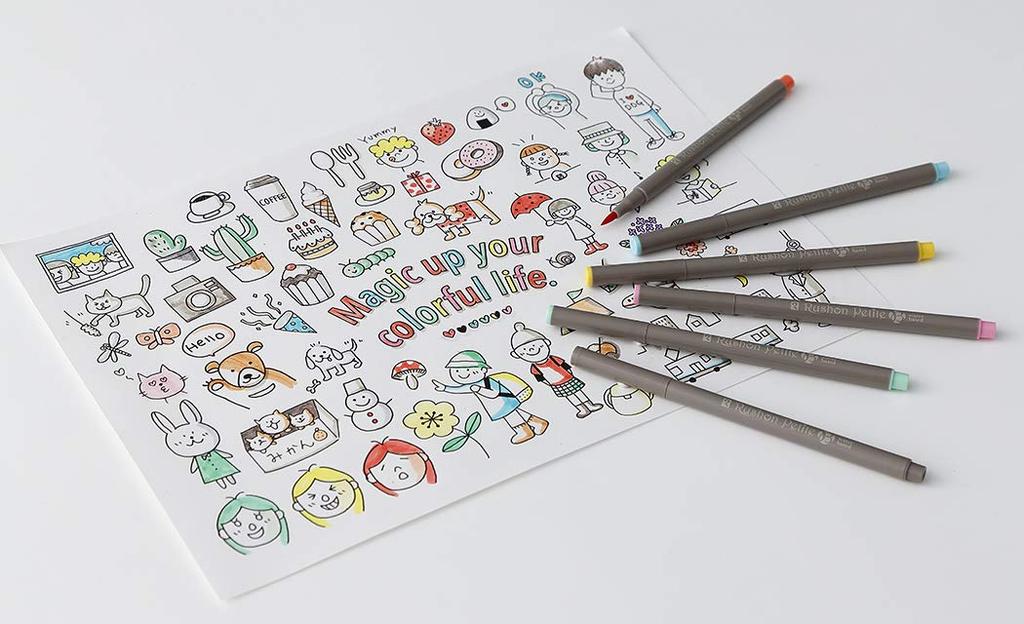 Teranishi Chemical Industry Magic Marking Lassion Petit Brush Neon Set Water-Based Pen, 6-Color (MRPB-6NE)