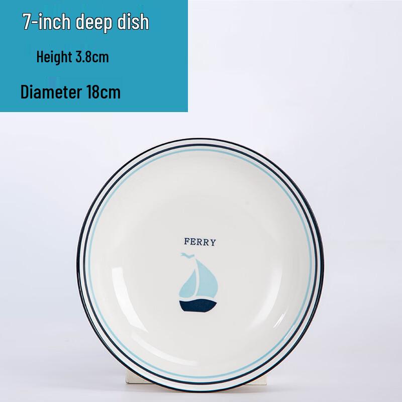 

Ru Han Blue and White Ceramic Shallow Plates
