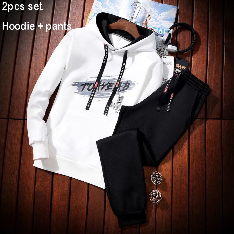 Buy Hoodie Spring and Autumn Men's Clothing 2pcs Set Trend Long-Sleeve ...