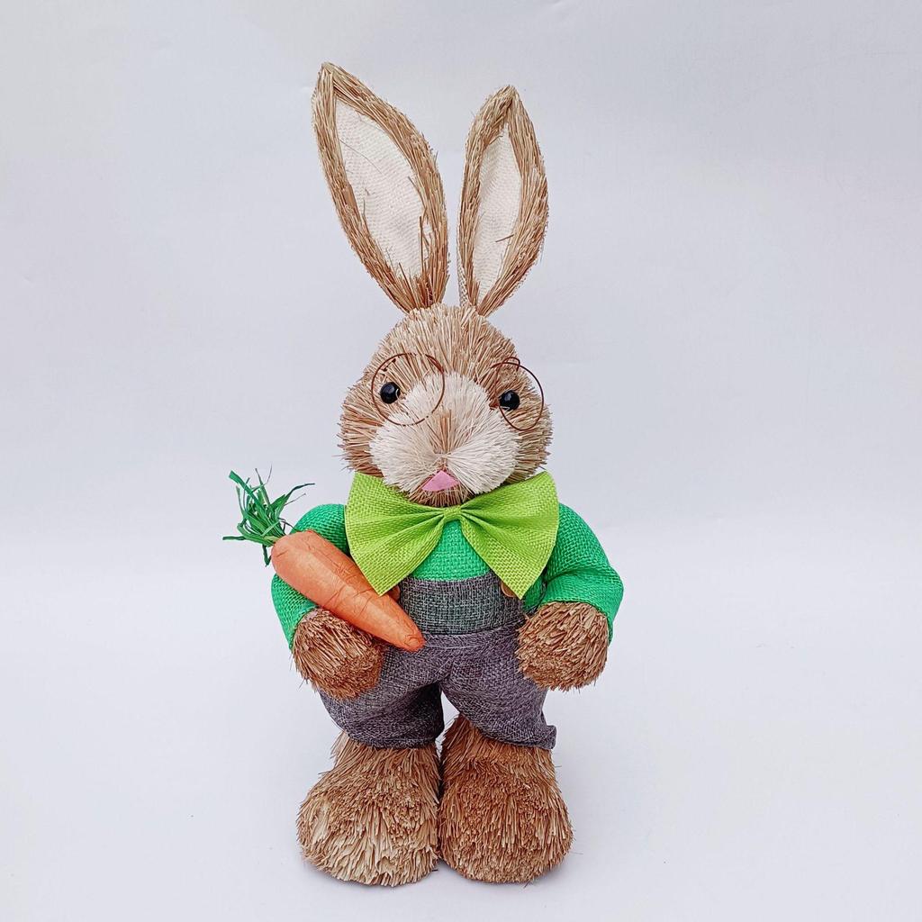 45CM Medium Woven Reed Rabbit Handmade Forest Style Folk Home Decoration Souvenir