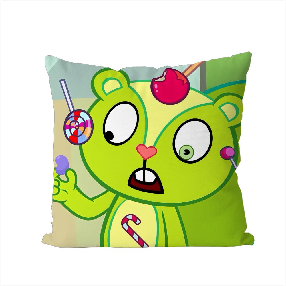 

Happy Tree Friends Pillow Case For Car Sofa Decorative Home Doublesided Print Plush Square Throw Pillow Cushion Cover 30x30cm