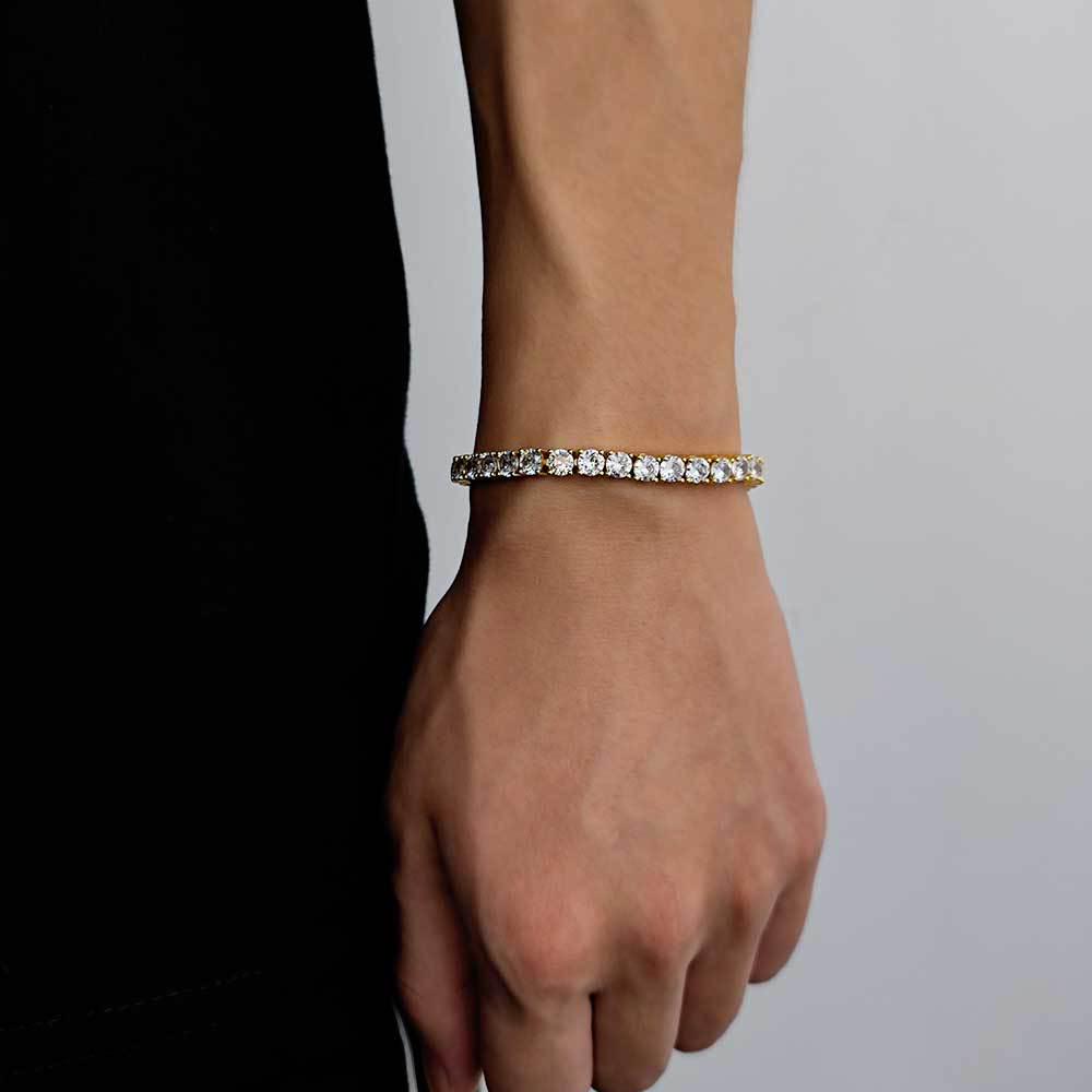 Trendy 18K zlatem pozlacený tenisový náramek se zirkony pro muže – Hip-hopový styl
