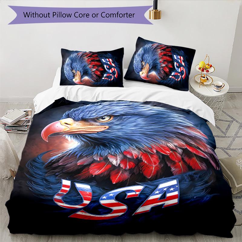 Eagle 3pcs Bedding Set Duvet Cover Closure Includes 1 Duvet Cover & 2 Pillowcases for All Seasons Bedroom Home Dorm Decor