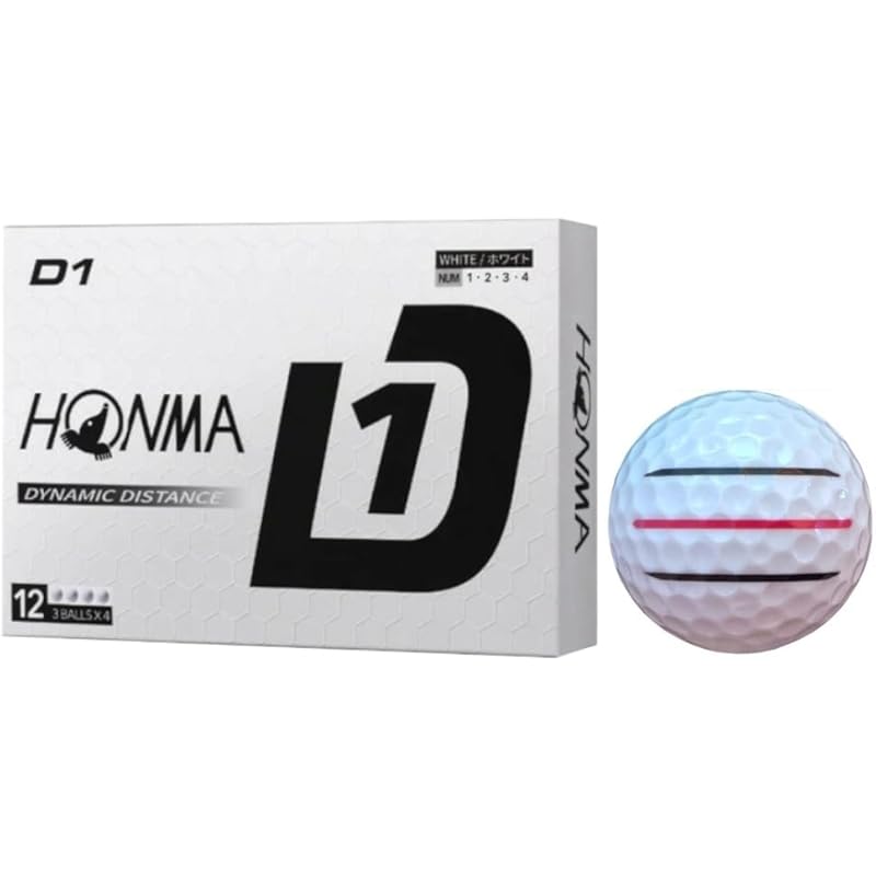 

[Hapiraki_Golf Line] golf ball Honma golf Honma D1 2024 With line (1 dozen white_3 lines)