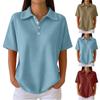 Women's Fashion Casual Lapel Short Sleeve Color Shirt Women's Up Tops
