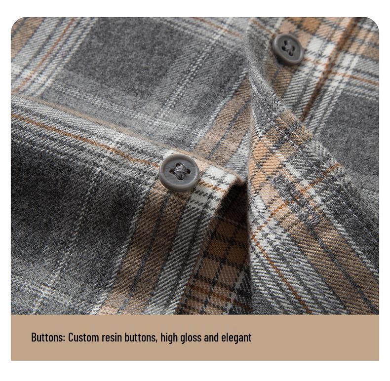 Men's Fashionable Brushed Plaid Long Sleeve Shirt - Spring/Autumn 2024 Collection