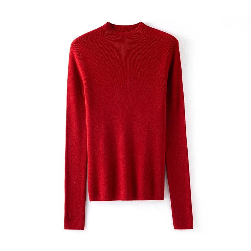 

Light and high-end autumn and winter, semi-turtleneck long-sleeved pullover, all-wool inner knitted slim-fit wool sweater L