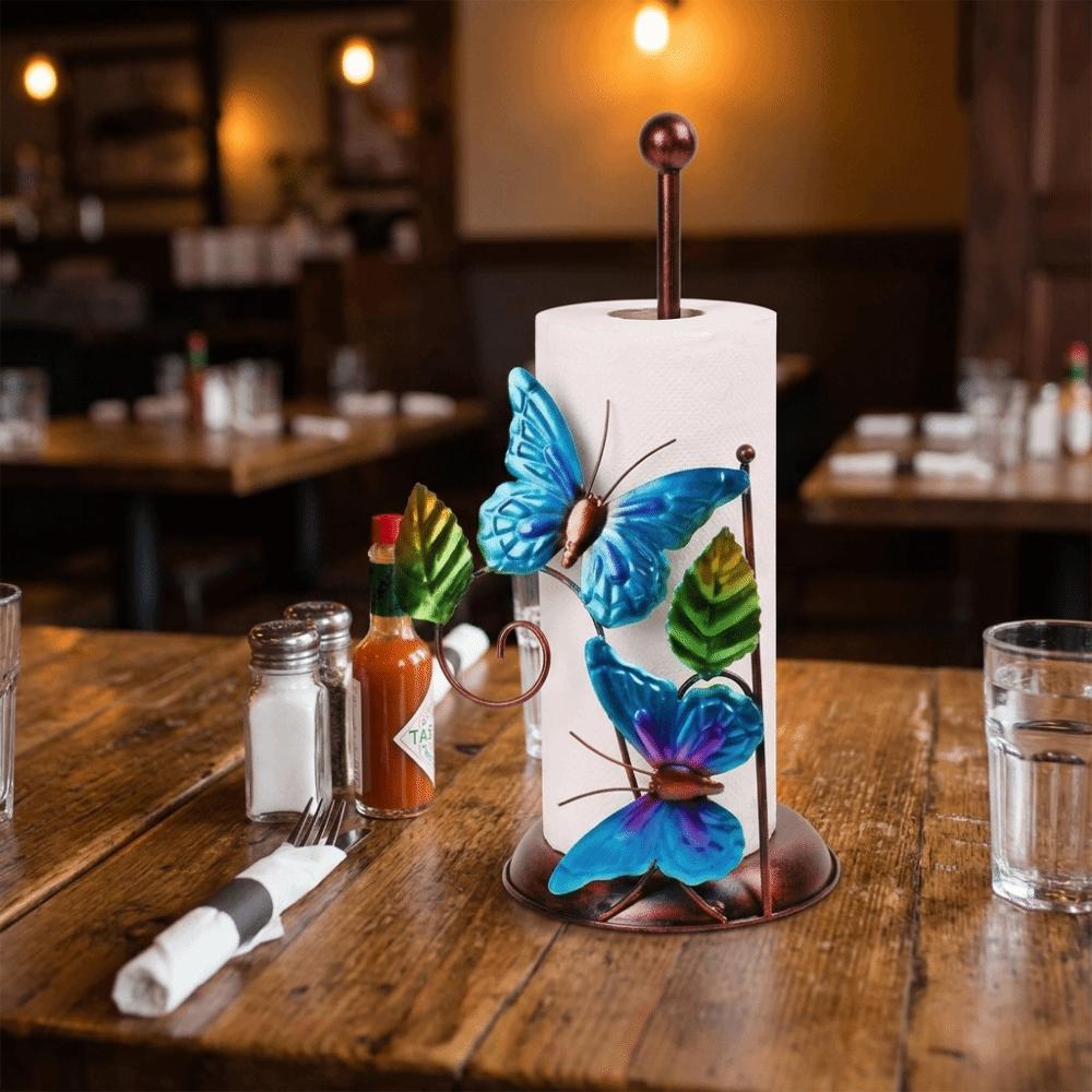 Freestanding Butterfly Paper Towel Holder One-handed Tear Standing Toilet Paper Holder  Kitchen